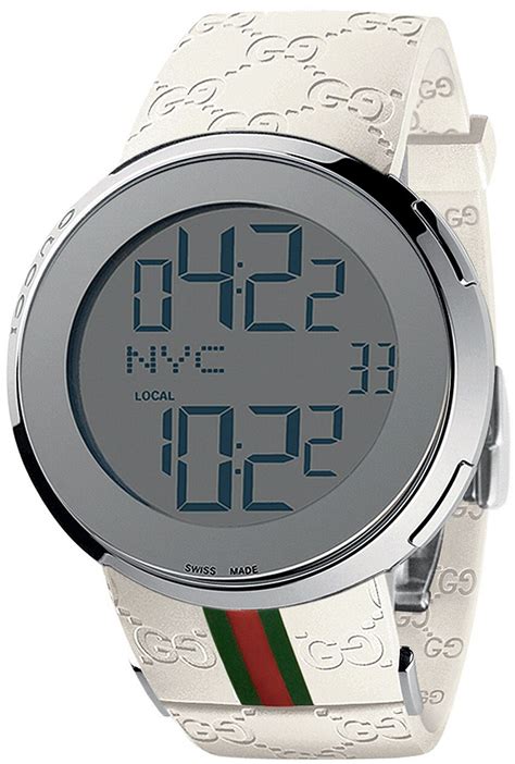 gucci dual-zone digital watch brown|gucci ya114214.